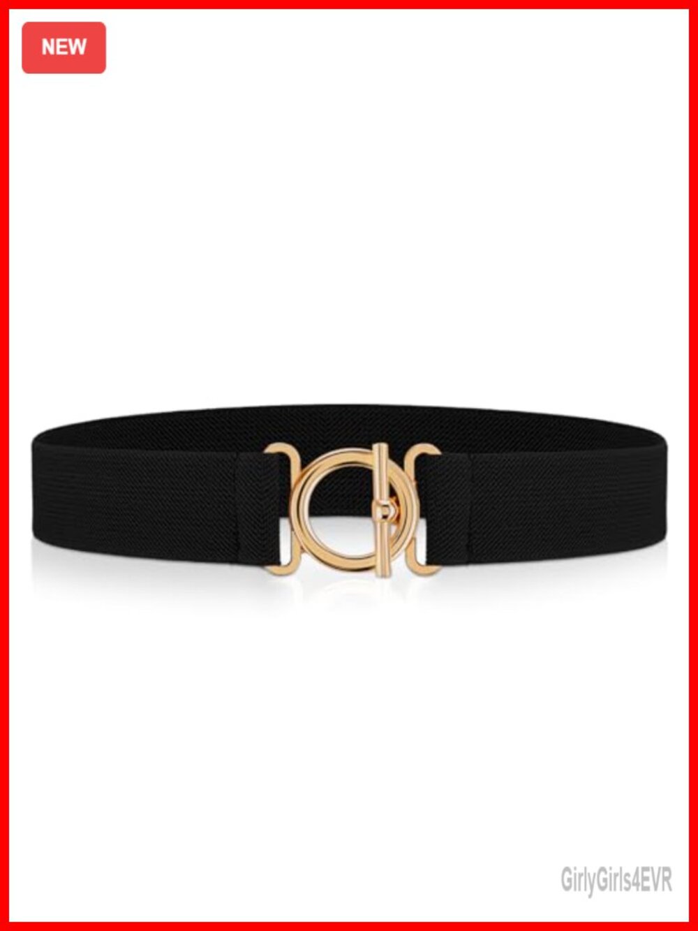 Women Elastic Belt Invisible Stretch Belt Gold Flat Buckle Skinny Waist Belt